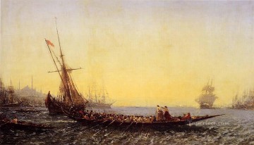  Constant Lienzo - Puerto en Constantinopla barco Barbizon Felix Ziem seascape